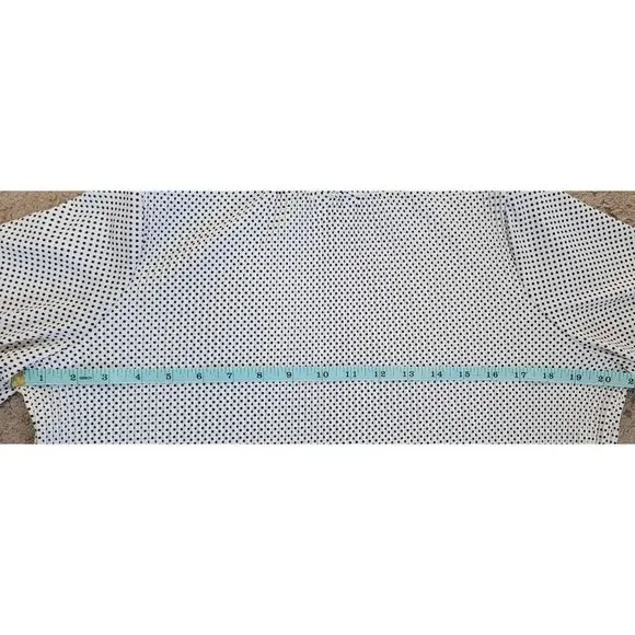 Adrianna Papell Top Blouse Women’s Medium White Black Polka Dot Long Sleeve - Picture 11 of 13